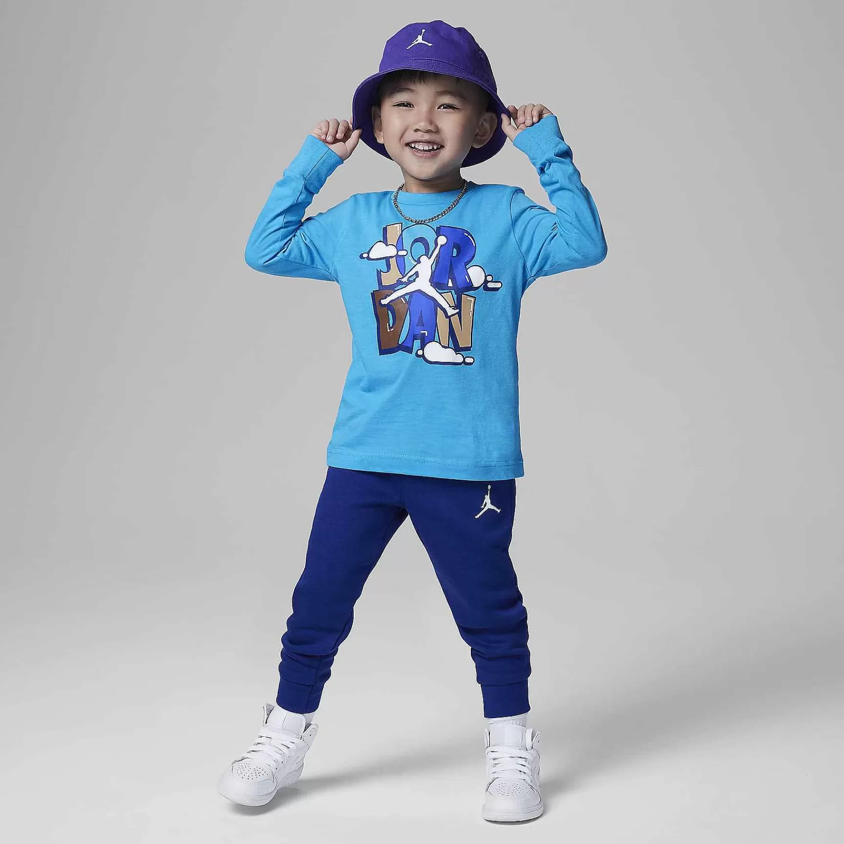 Nike Jordan Lil' Champ Set Met T-Shirt En Broek Met Lange Mouwen En Print -Kinderen Jordanie