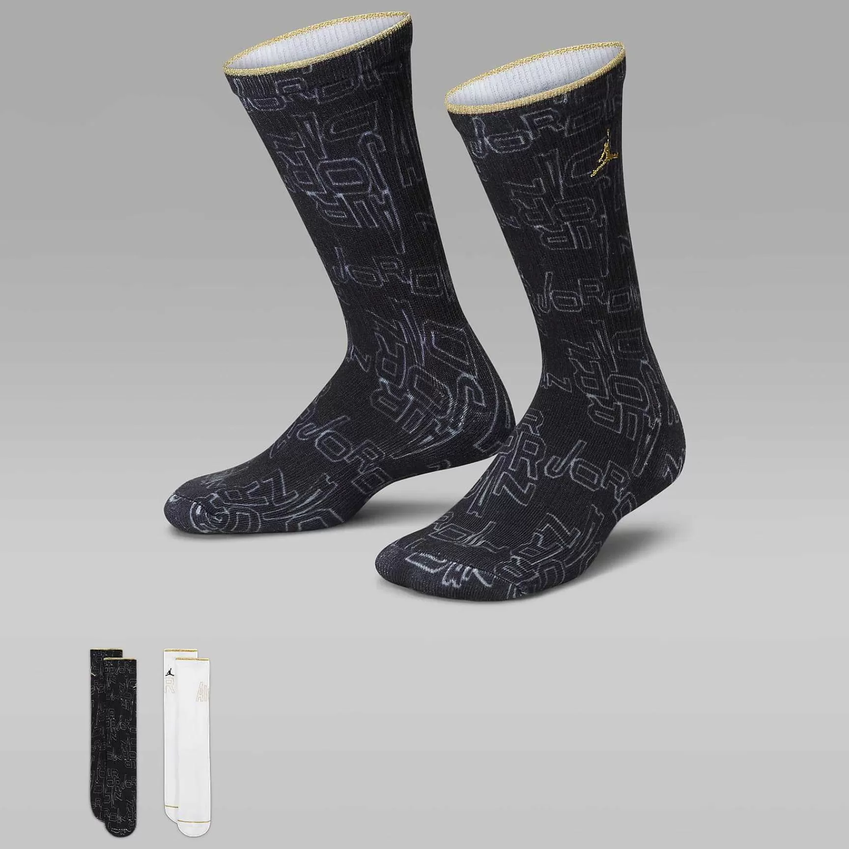 Nike Jordan Zwarte En Gouden Crew Sokken (2 Paar) -Accessoires