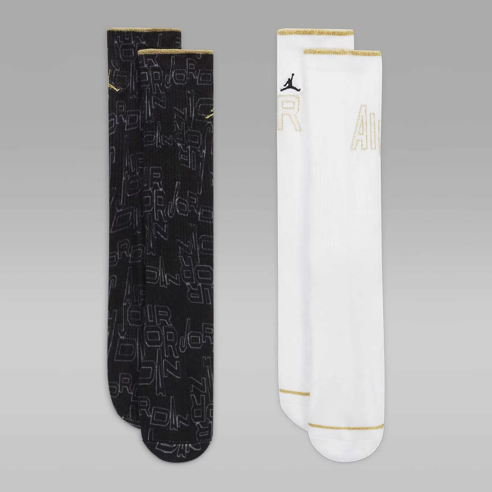 Nike Jordan Zwarte En Gouden Crew Sokken (2 Paar) -Accessoires